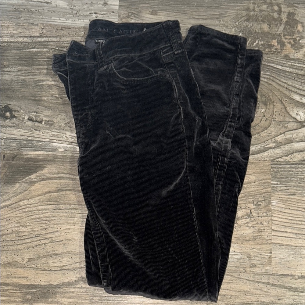 American Eagle Outfitters Hi Rise Black Corduroy Jegging